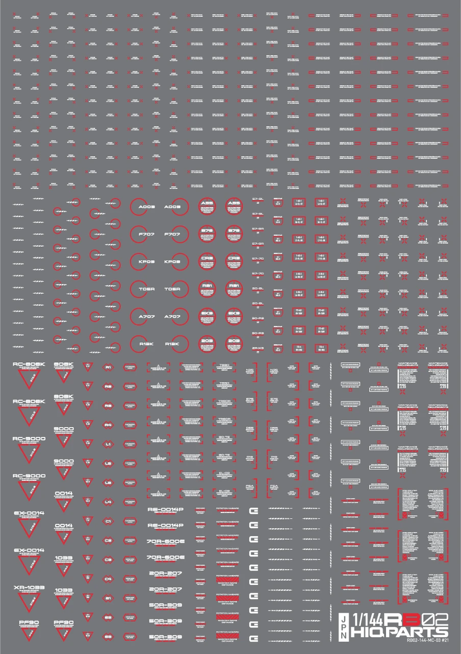 HiQparts 1/144 RB02 Caution Decals White & Red 2 HiQparts 1/144 RB02 Caution Decals White & Red - Image 2