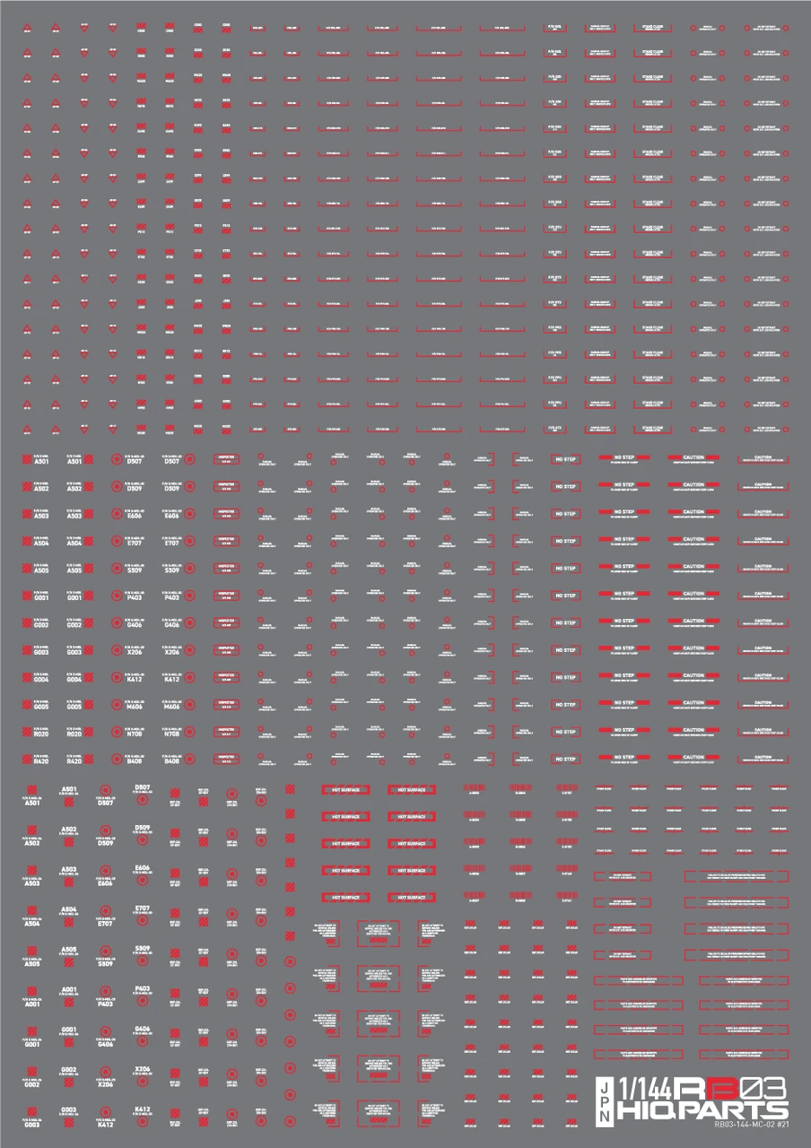 HiQparts 1/144 RB03 Caution Decals White & Red 2 HiQparts 1/144 RB03 Caution Decals White & Red - Image 2