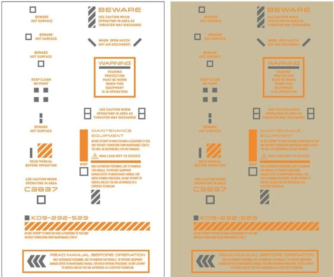 HiQparts 1/144 RB01 Caution Mark Decal Orange X Gray 3 HiQparts 1/144 RB01 Caution Mark Decal Orange X Gray - Image 3